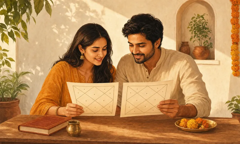 Compatibility Analysis in Omaveda's warm Indian editorial style