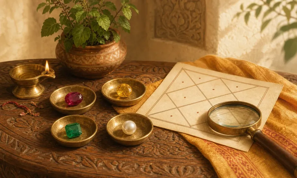 Gemstone Guidance in Omaveda's warm Indian editorial style