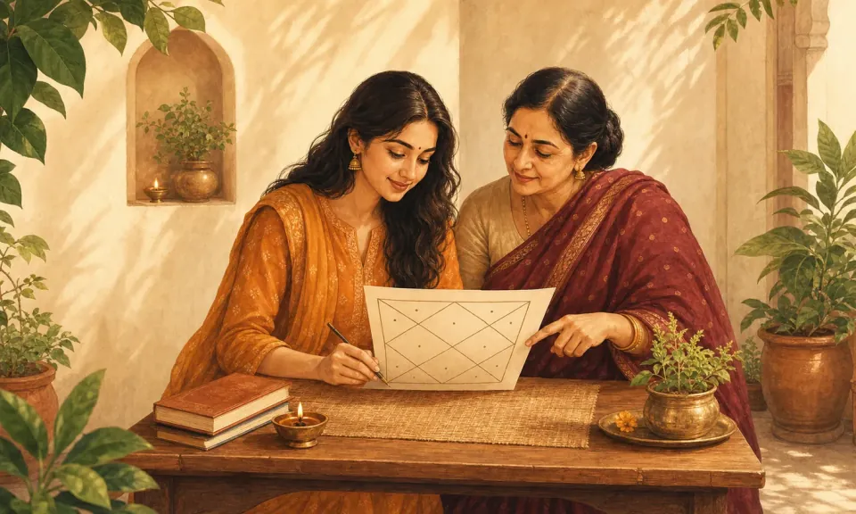 Free Kundli (Birth Chart) in Omaveda's warm Indian editorial style